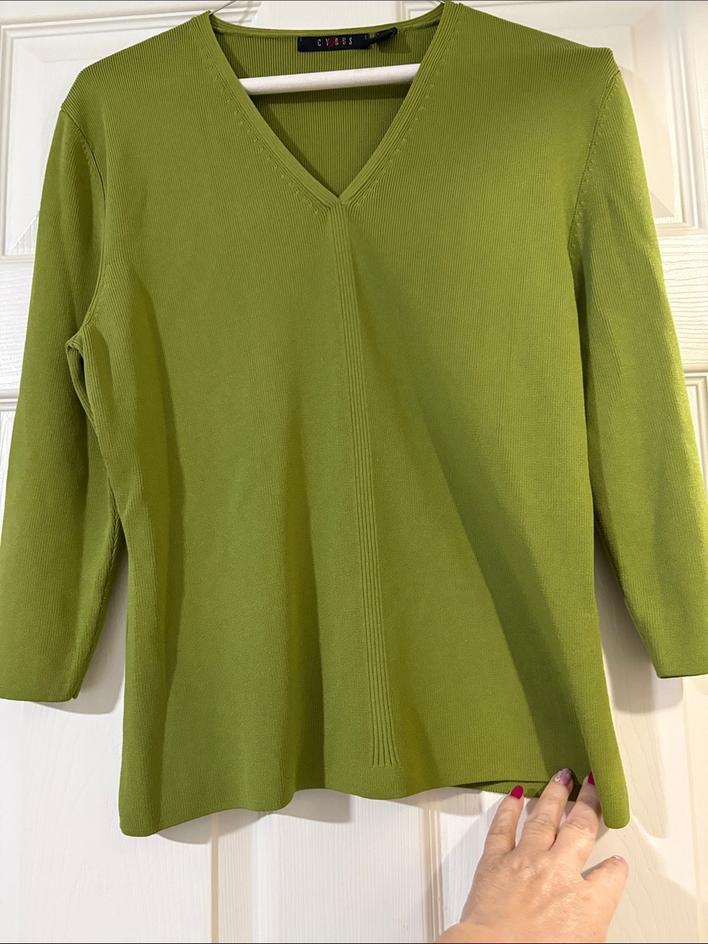 Cyrus Lime Green V-Neck Knit Sweater